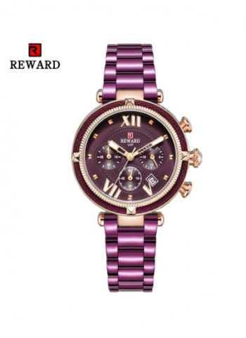 REWARD Purple Waterproof Quartz Stainless Steel Ladies Watch