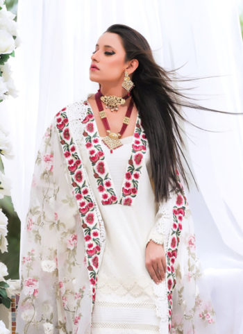 Printed Organza Dupatta with Cut Work All Over