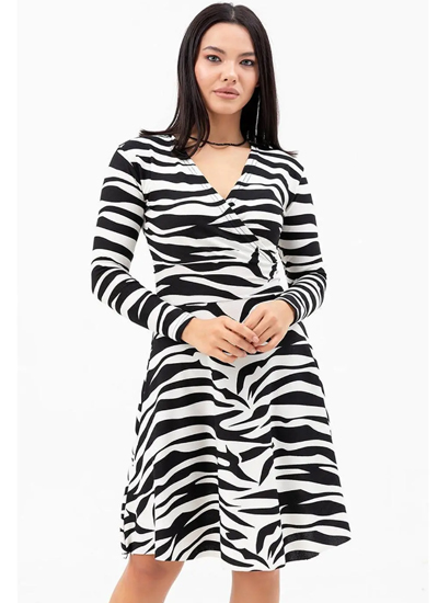 Zebra Printed Double Breasted Dress