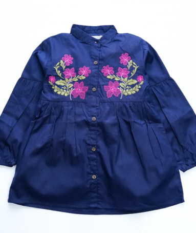 Blue Top With Floral Embroidery