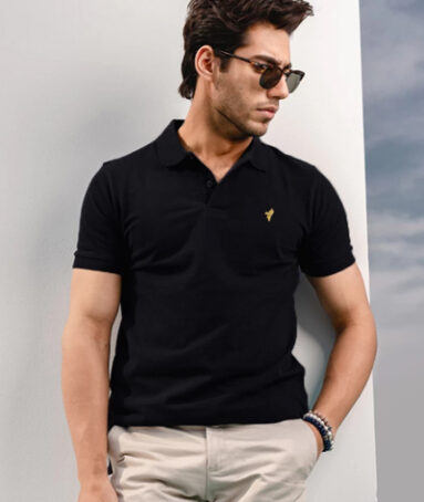 Black Basics Gold Polo For Men