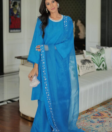 Electric Blue Korean Rawsilk Dress